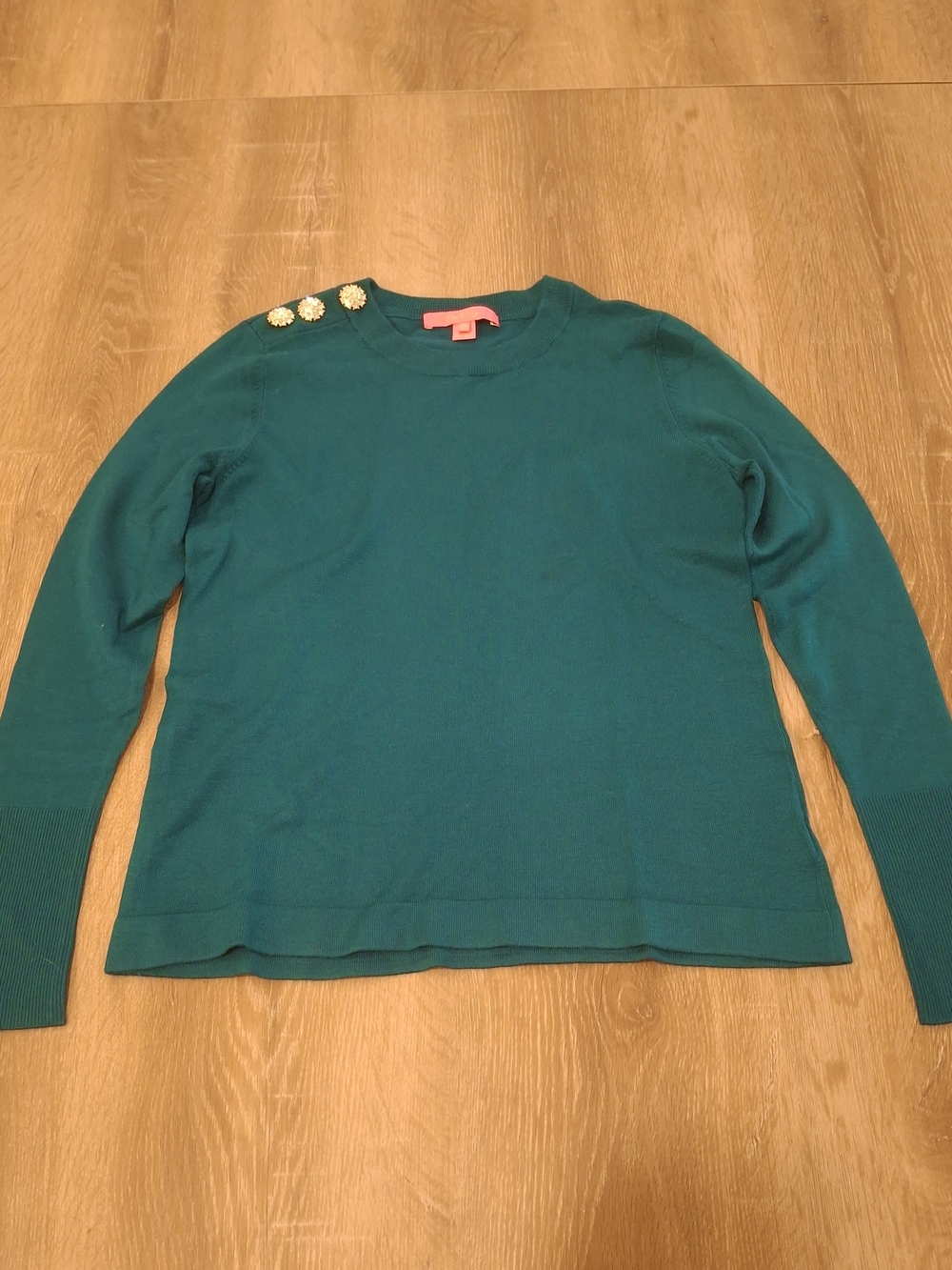 Lilly Pulitzer Embellished Shoulder Sweater Women's XS Teal *603*